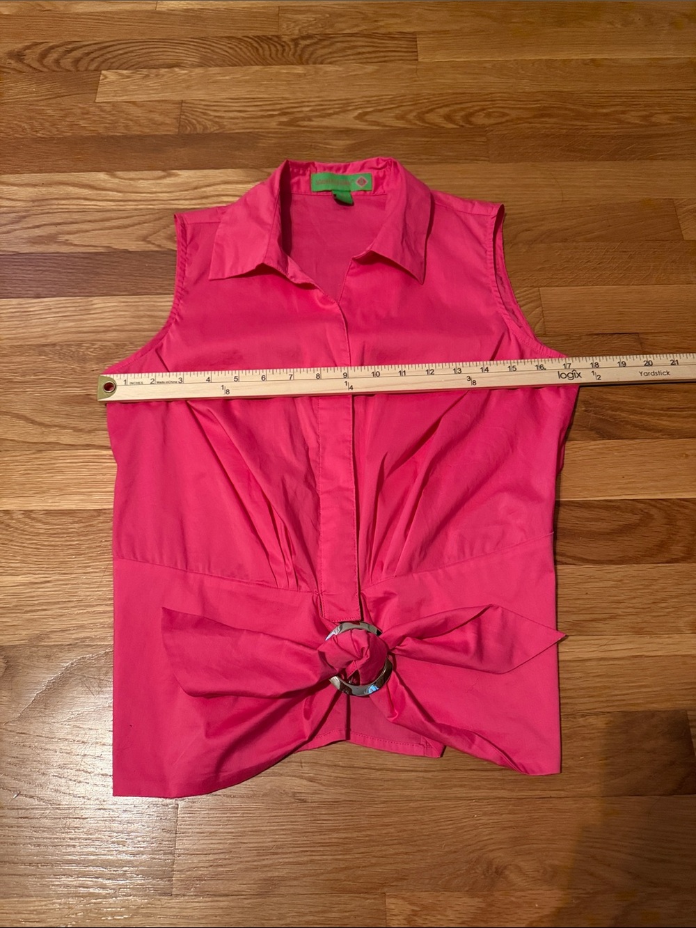 Island Republic Hot Pink Sleeveless Tie-Front Blouse with Ring - Picture 4 of 10